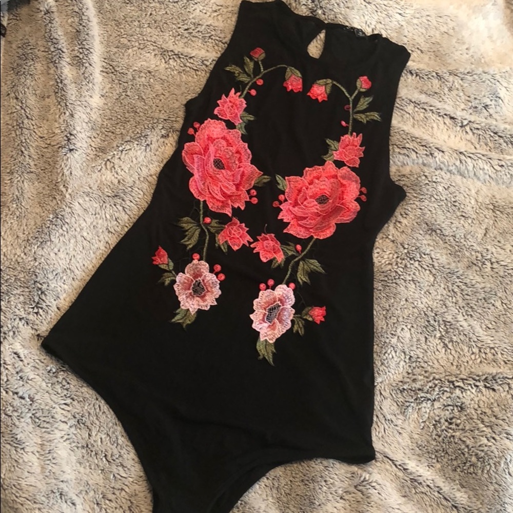 Sheer floral bodysuit